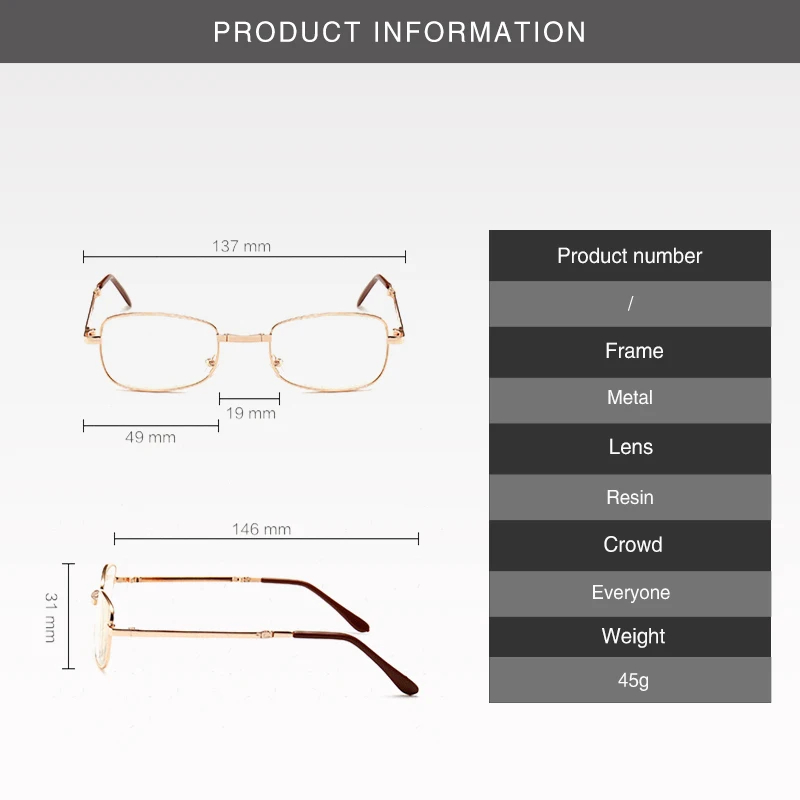 Lunettes de lecture pliables avec boîte en cuir, unisexe, lentilles métalliques pliables, bifocales 4 en 1, lunettes dioptriques Anti-lumière bleue