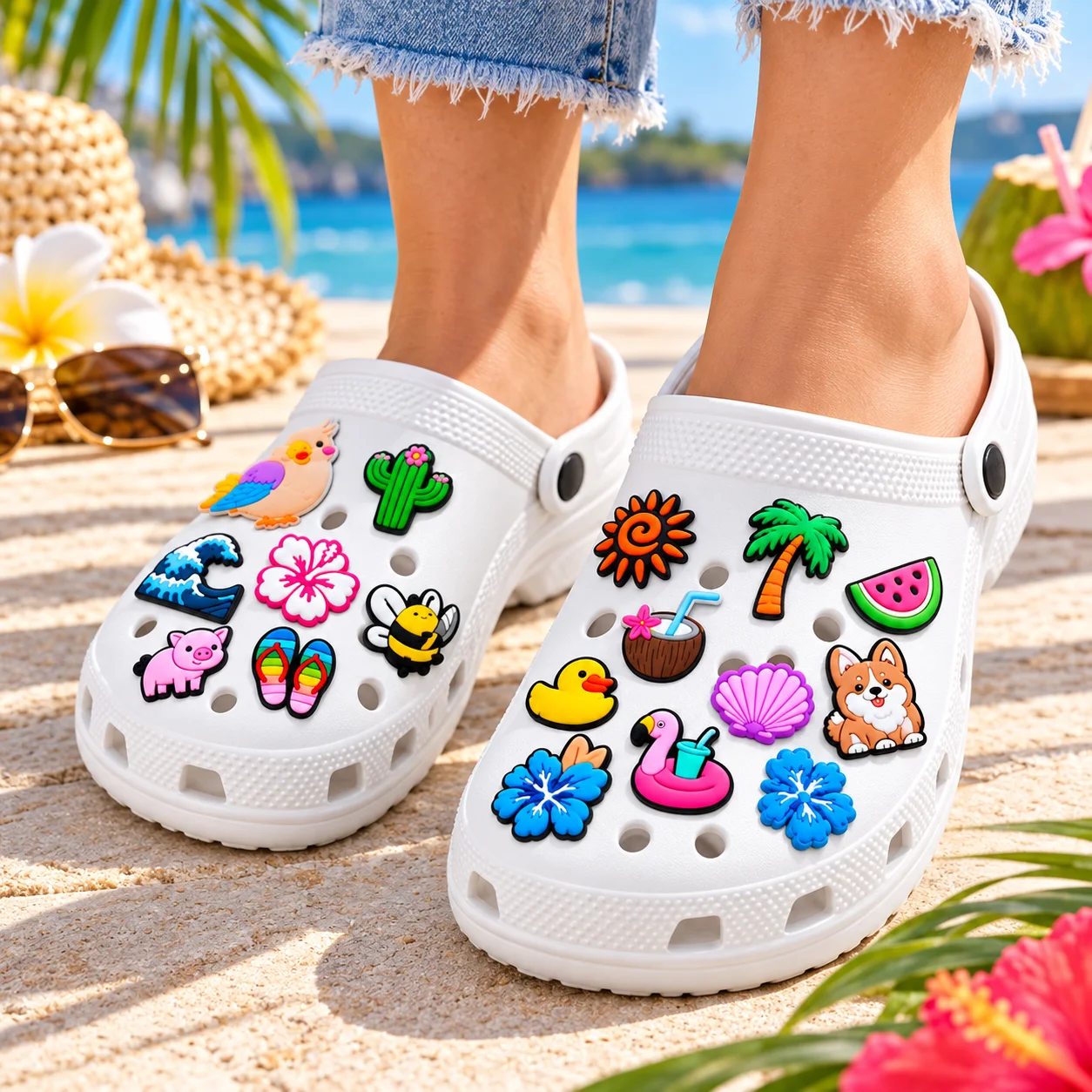 50pcs Gamer Gun Shoe Charms Set Game Controller PVC Pins for Clogs FPS Accessories Gift for Boys Men Teens Kids Cool Style