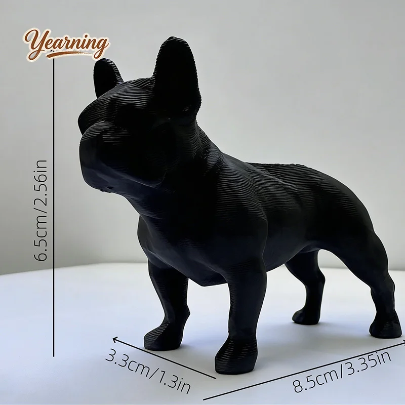 3D Printed Low Poly French Bulldog Ornament Modern Geometric Sculpture Ambience Room Decor Hobbyist Decoration