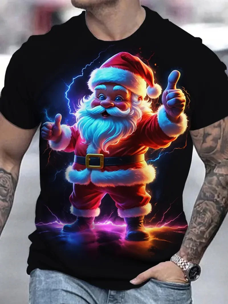 Merry Christmas Funny Santa Claus 3D Print Men T-shirts T Casual Short Sleeve Unisex Clothing Tee Y2k Men Clothing Tops Tees