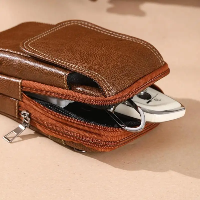 PU-Leder-Umhängetasche, vielseitiger Stil, schlichtes Design, Gürteltasche, mehrere Fächer, Lederetui, Messenger-Tasche, für den Außenbereich und die Arbeit. – Detail 13