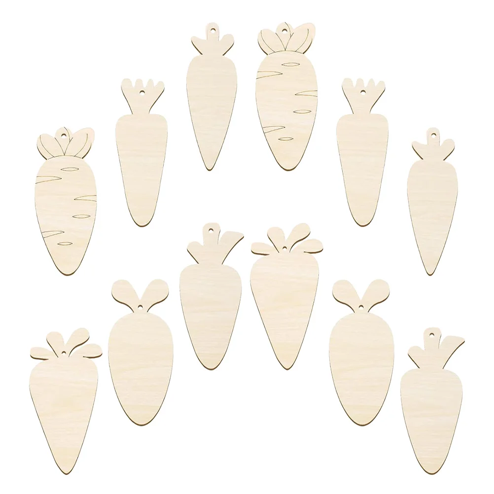 

12Pcs Easter Carrot Wood Cutouts Unfinished Wood Slices DIY Crafts Home Decoration Easter Ornaments Party Supplies