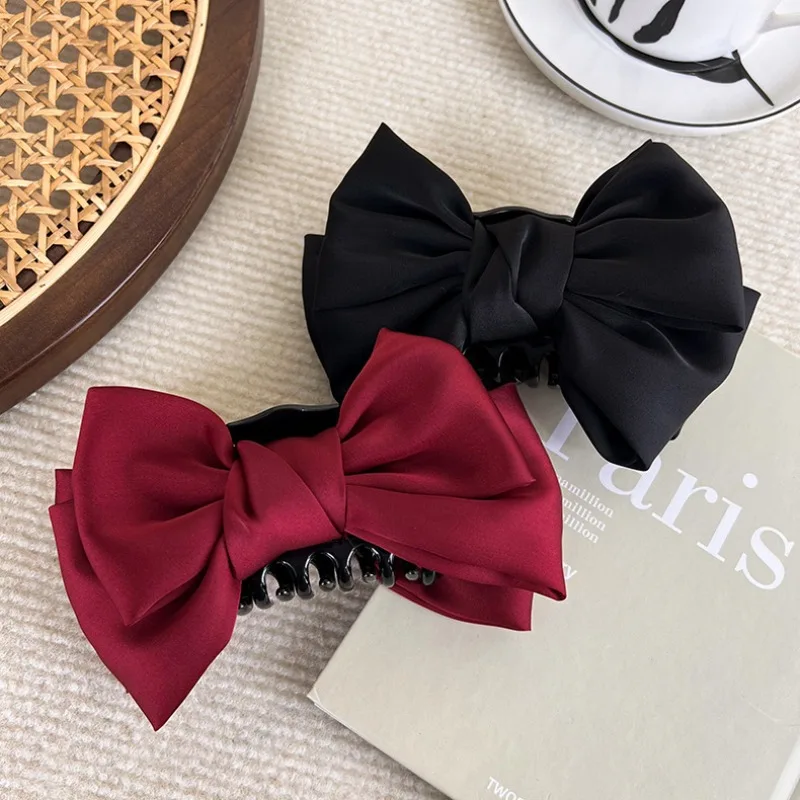 

Premium Red Double Face Bow Hair Claw Clip Large Back of Head Hair Claw for Women Girls Fashion Bun Hairstyle Daily Party Office
