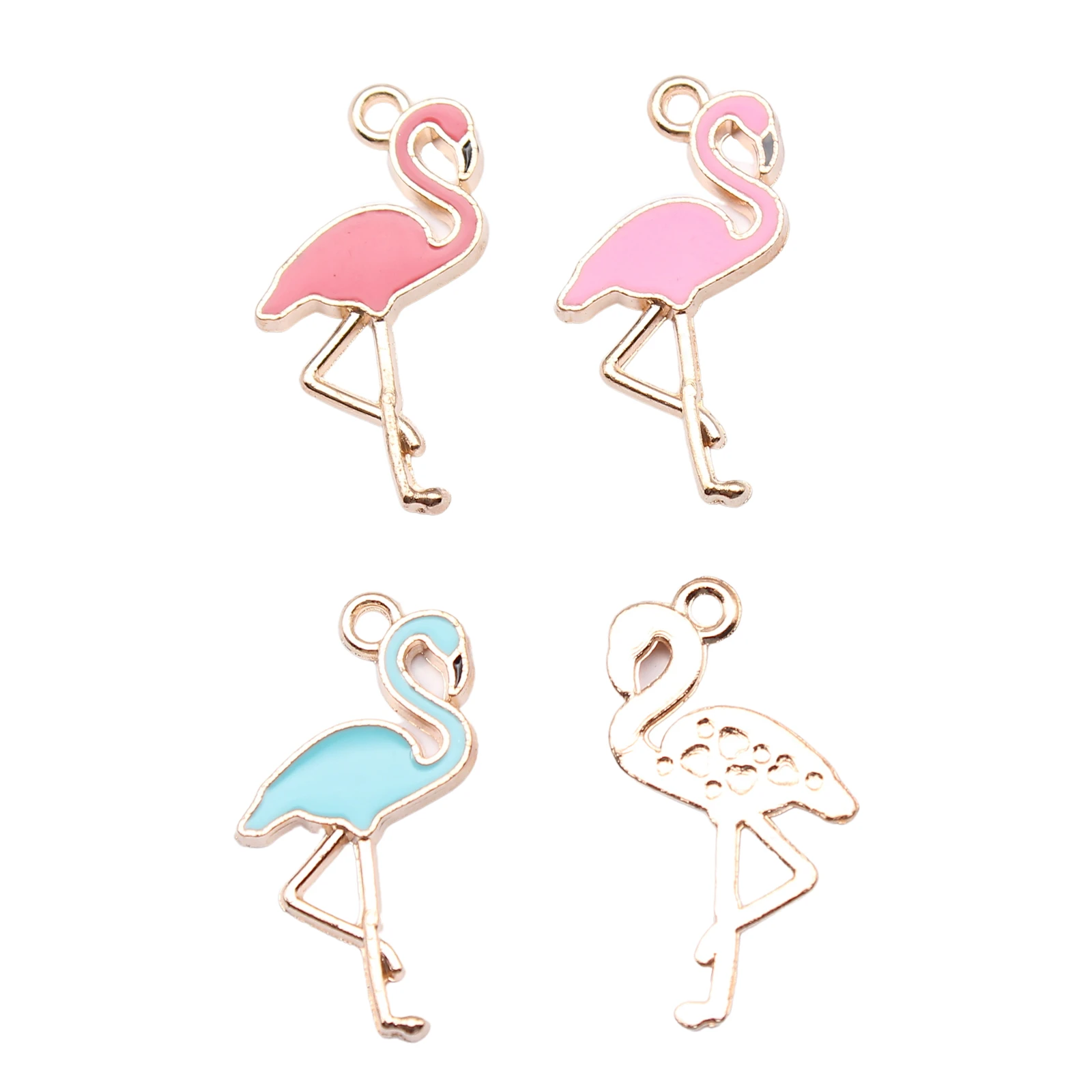 WYSIWYG 10pcs 25.5x13mm 4 Colors Enamel Flamingo Charms Pendant For DIY Jewelry Making Handmade Jewelry Craft Findings