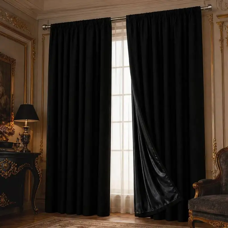 1 PC Solid-color 100% Blackout Grommet Protecting Privacy Block Light Curtains for Living Dining Room Bedroom Window Decor