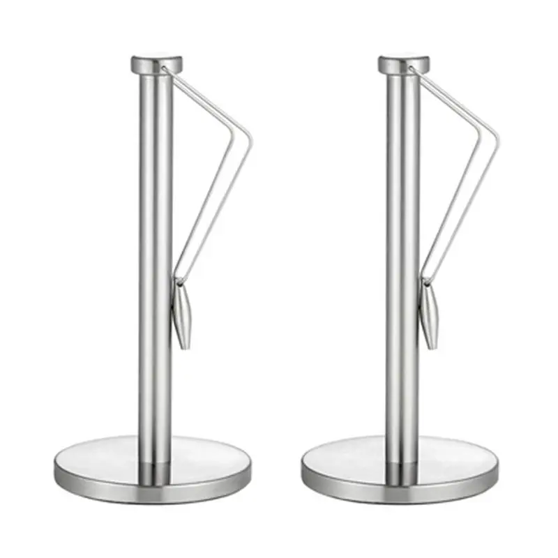 Exquisite-2X Paper Towel Holder Stand With Base For Kitchen,Stainless Steel Paper Towel Dispenser,Prevent Paper Rolls From Falli