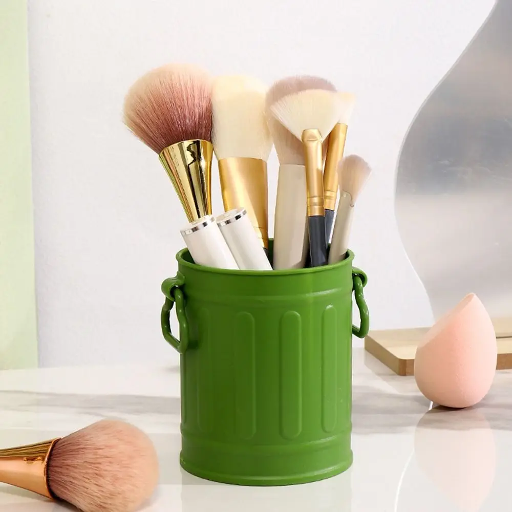 Portable Retro Pen Holder Plastic Simple Pen Bucket Reusable Cute Stationery Storage Box Office