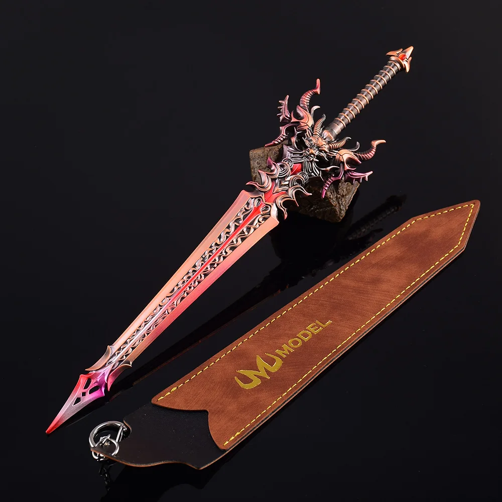 In Stock 30cm Soul Land Di Tians Black Dragon Sword Anime Figure Peripheral Metal Model Props Desktop Decoration Gift Toys