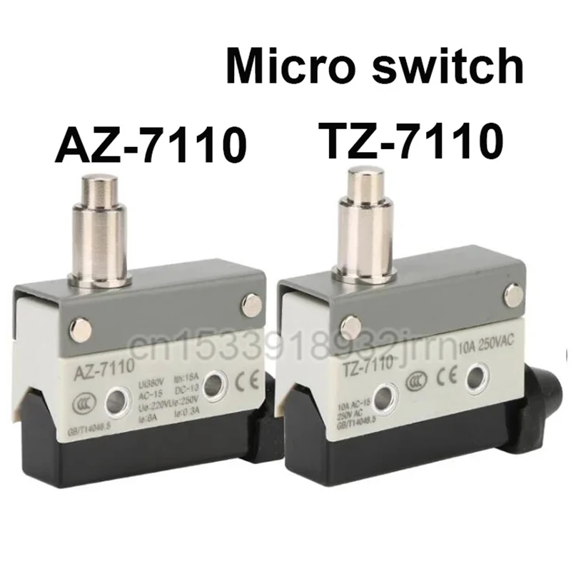 

1Pcs AZ-7110/TZ-7110 10A 15A Small Straight Button Silver Contact Panel Mounted Push Plunger Actuator Basic Micro Limit Switch