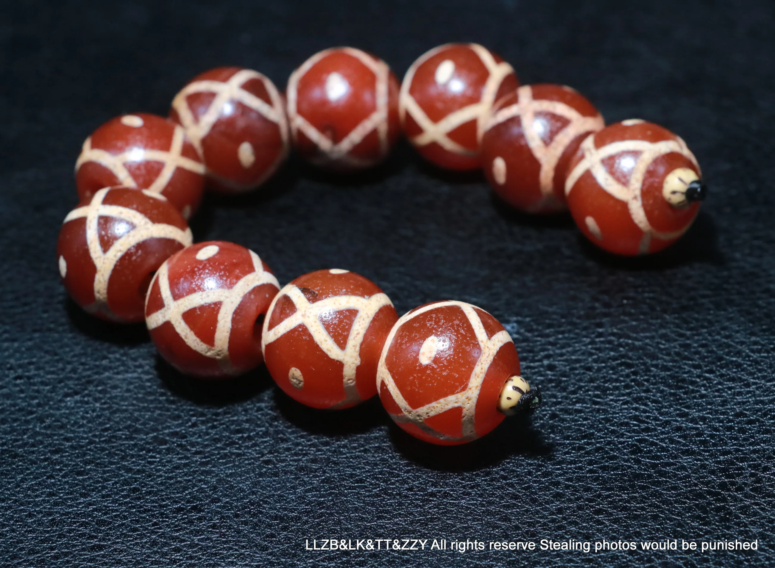 

royal Energy Set of 10 Magic Tibetan old Red Agate Stars Cross Line 20MM Round dZi Bead Amulet For Making Jewelry Timestown