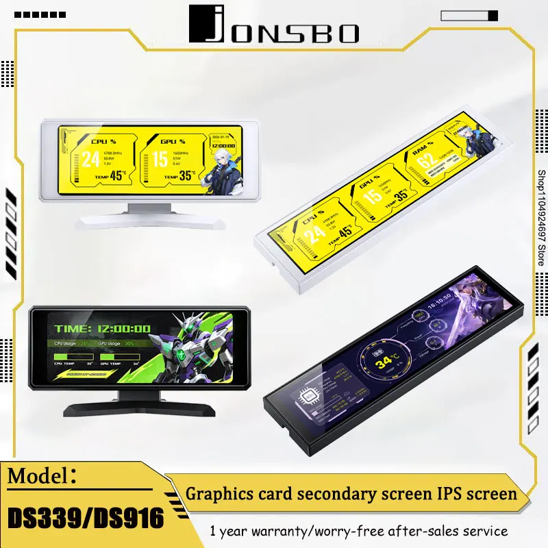 

JONSBO DS339/DS916 Computer Graphics Card Secondary Screen DIY Picture Video IPS Display CPU GPU RAM Data Display Black/White