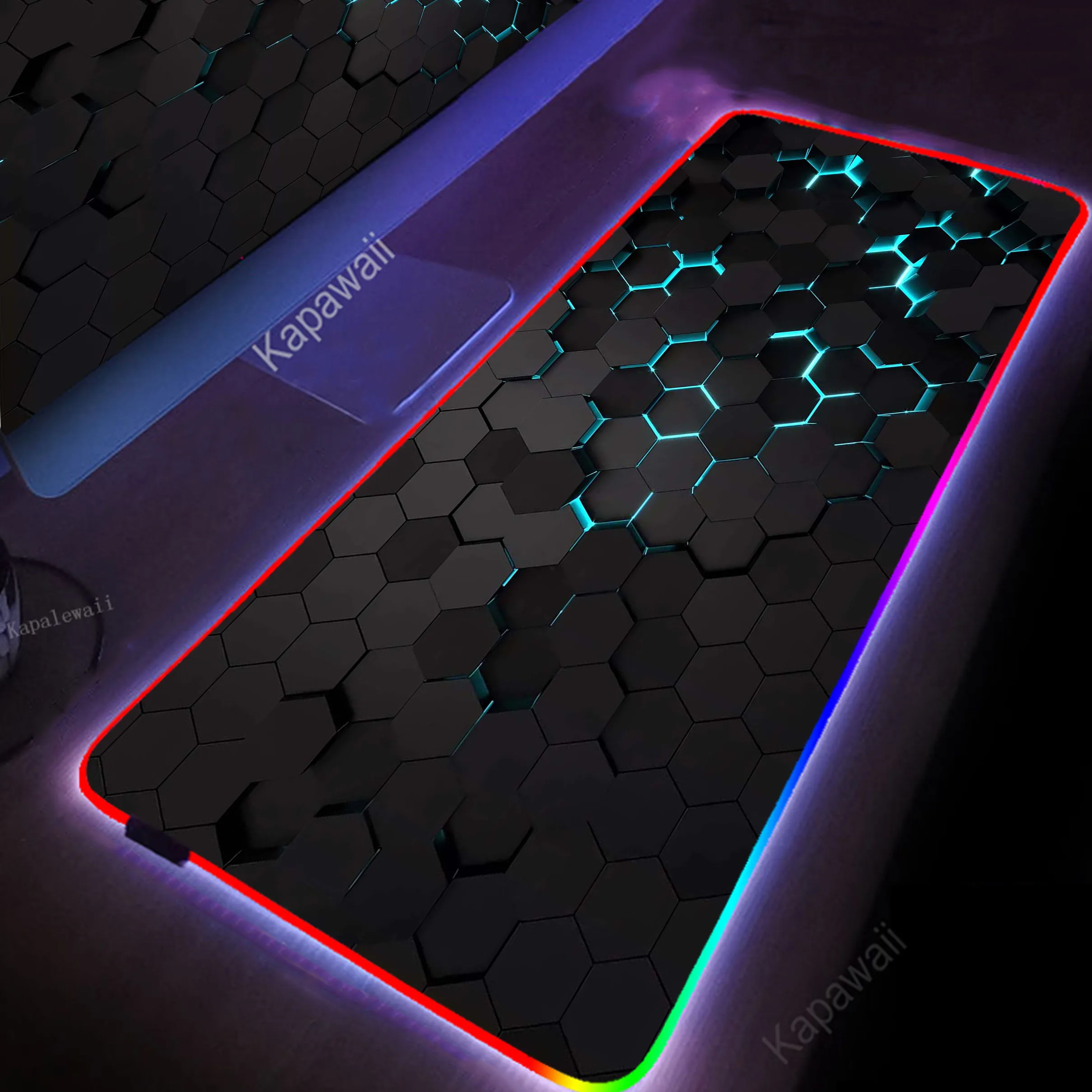 

RGB Geometric Mousepad Gaming Speed Keyboard Pads Locking Edge Mouse Pad XXL Rubber Carpet Locked Edge Mouse Mat 900x400mm