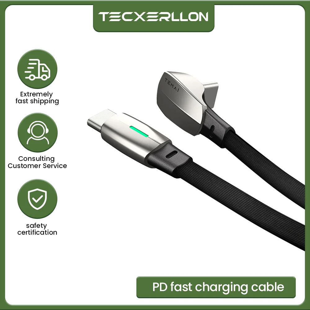 TEMAI Tesla 3/Y-shaped wall connector PD fast charging cable car cable accessories elbow (USB-C to lighting/USB-C to USB-C)