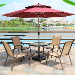 Outdoor table and chair combination with umbrella, casual open-air balcony, patio chair, rainproof, waterproof, sunscreen,