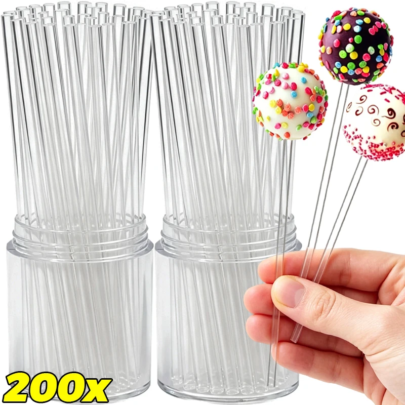 Lollipop Sticks Transparent Acrylic Rods Cake Topper Sticks for DIY Making Lollipops Candy Chocolates Garden Plant Support Rods