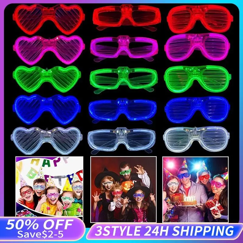 

10/20/30/40/50Pcs Glow in the Dark Led Glasses Party Favors Light Up Neon Glow Glasses for Kids Adults Hallowen Party Supplies