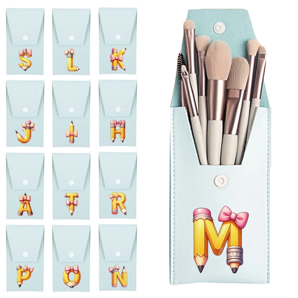 

8Pcs Women Makeup Brush Set Soft Fluffy Makeup Brushes Set Foundation Brush Eye Shadow Brush Pencil Initial Name Letter Pattern