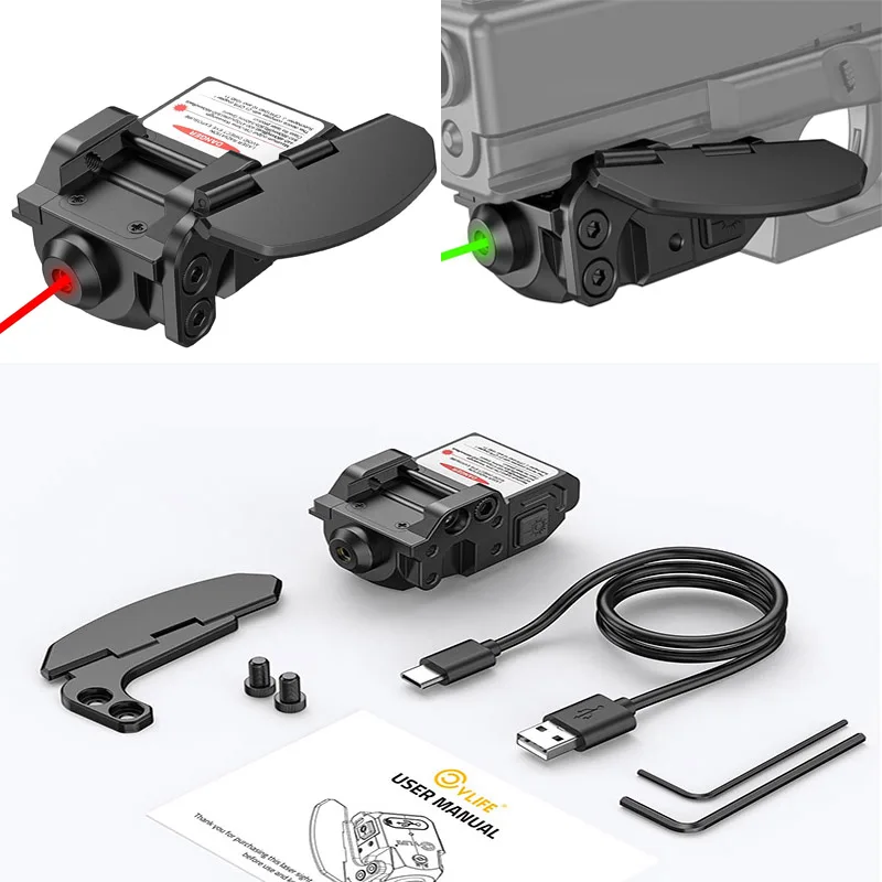 

CVLIFE Pistol Laser Sight with Handstop Rechargeable Red Or Green Laser Sight Strobe Mode Low Profile for 21MM Picatinny Rail