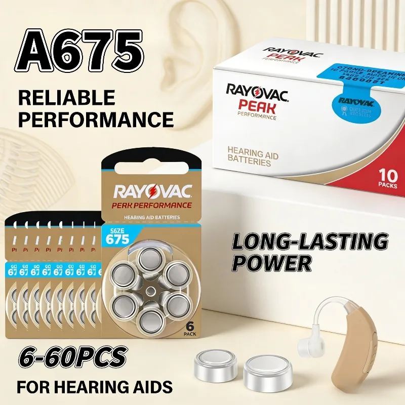 Rayovac Extra Performance 675 675A A675 PR44 1.45V Zinc Air Batteries 6-60PCS for BTE CIC RIC OE Hearing Aids