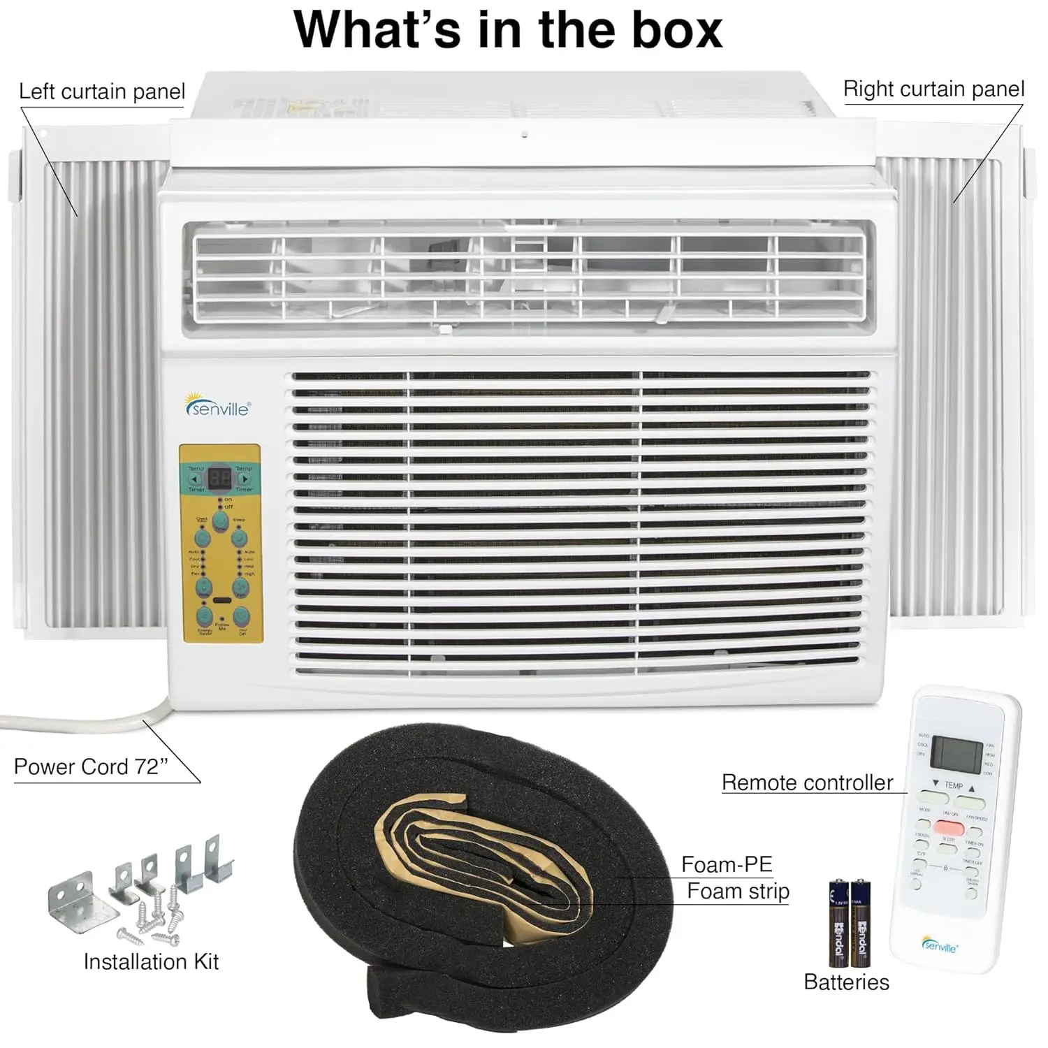 

12000 BTU Window Air Conditioner Cools 550 Sq Ft Easy Install Washable Filter, Custom