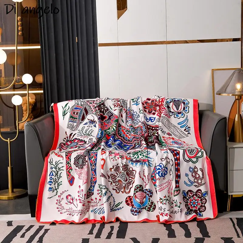 Luxury Printing European Brocade Velvet Blanket, Air Conditioning Bed Cover, Quilt Bedspread, Wedding Gift, Spring, Autumn #/