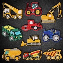 Cartoon DIY Engineering Vehicle Car Excavator Embroidery Fabric Clothes Patches Hot Melt Back Adhesive For Kids Shirts Pants Bag