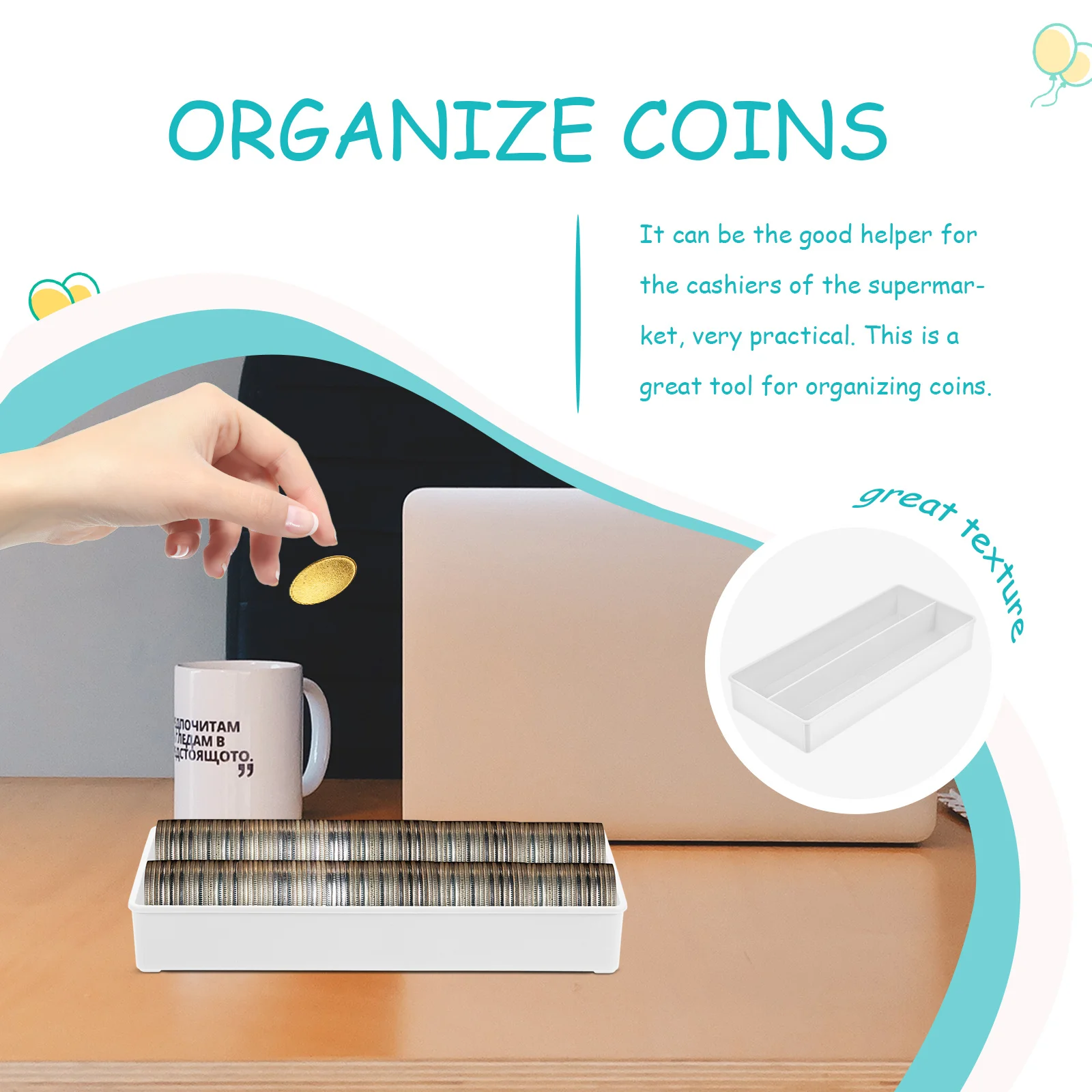 2 قطعة حاوية بلاستيكية صندوق تخزين متعدد الشبكات لسوبر ماركت بنك مول عملة منظم عملة معدنية حامل #2