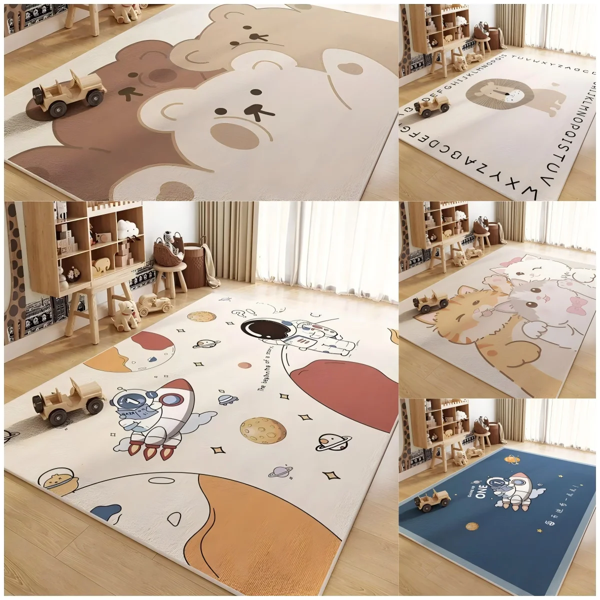 VIKAMA Children's Cartoon Game Lightweight Rug Living Room Bedroom Kindergarten Washable Stain-resistant Size Optional Carpet