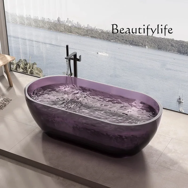 

X36 Independent Integrated Resin Transparent Bathtub Home Hotel B & B Double Color Bathtub