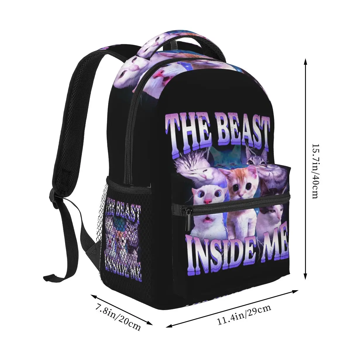The Beast Inside Me Funny Cat Meme Backpack Student Boys Girls BookBag Kids School Bag Laptop Shoulder Bags for Men Women