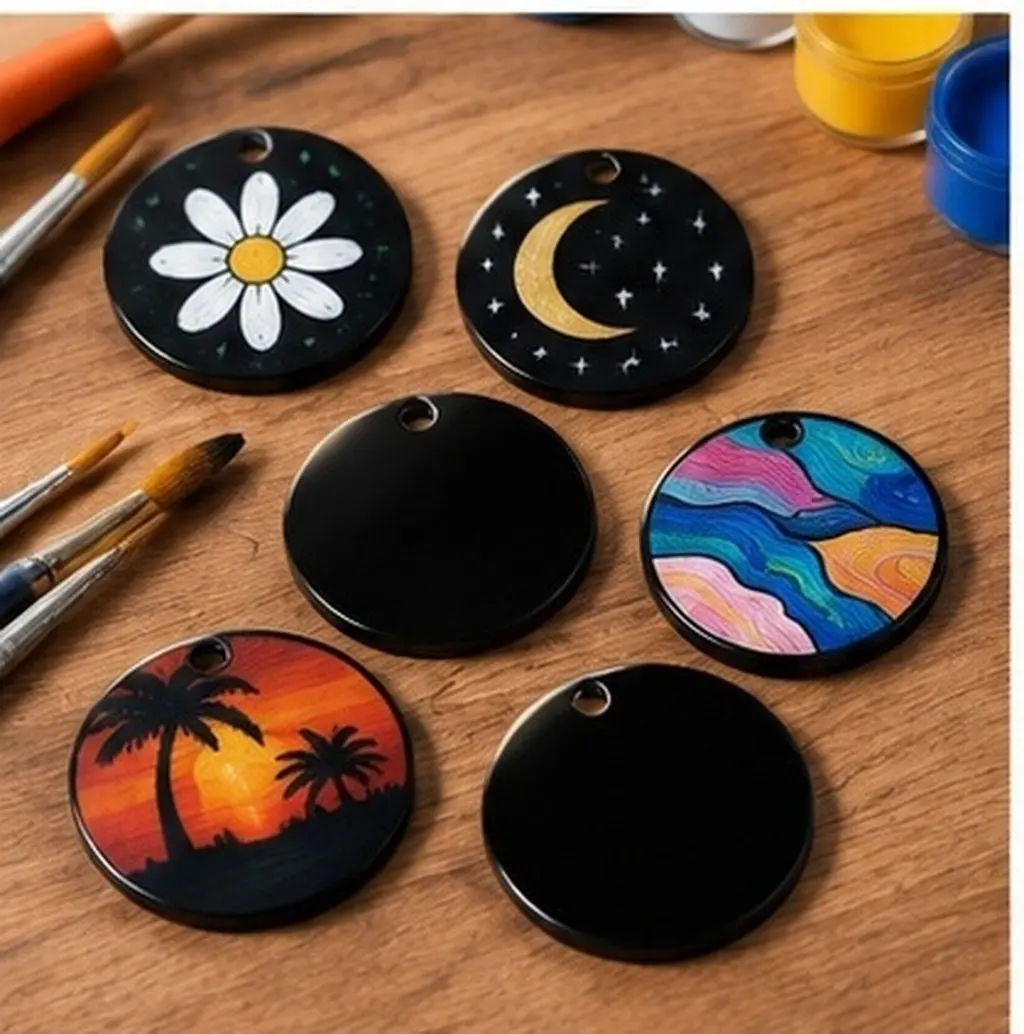 30Pcs Sleek Black Acrylic Rounds Blank Keychain Making Supplies Mini Circular DIY Blanks for Crafting Custom Keychains Jewelry view 6