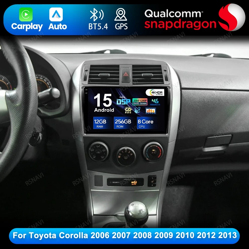 

Android 15 для Toyota Corolla 2006 2007 2008 2009 2010 2012 2013 Viedo Player 5G WIFI DVD Мультимедийная навигация BT Автомобильное радио DSP