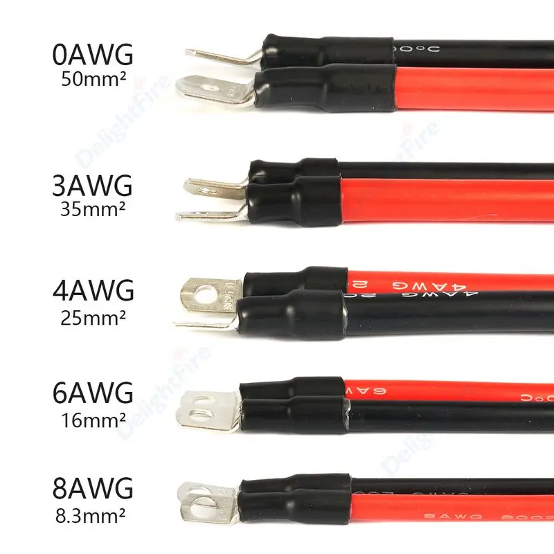 

Car Battery Cable With M8 Lugs 8/6/4/3/0 AWG Silicone Connection Line Ring Terminal Cable For Inverter Solar Marine RV Truck