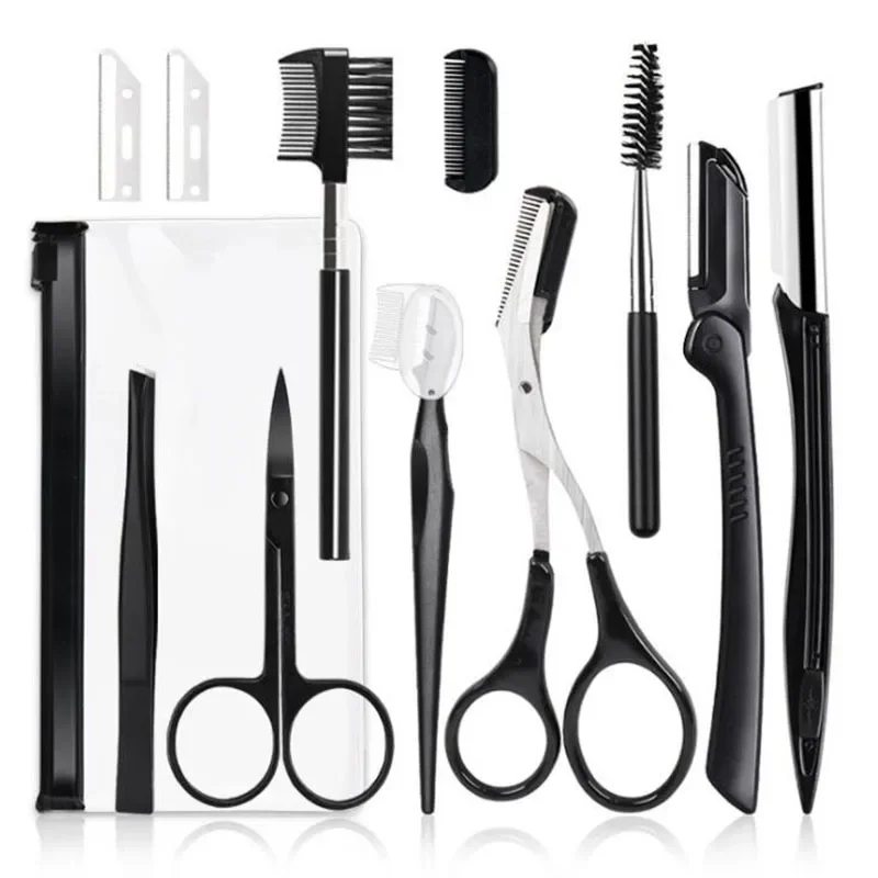 5/11Pcs Folding Eyebrow Trimmer Set Professional Trimmer Scissors Men'S And Women'S Eyebrow Beauty Beginner Make-Up Tools