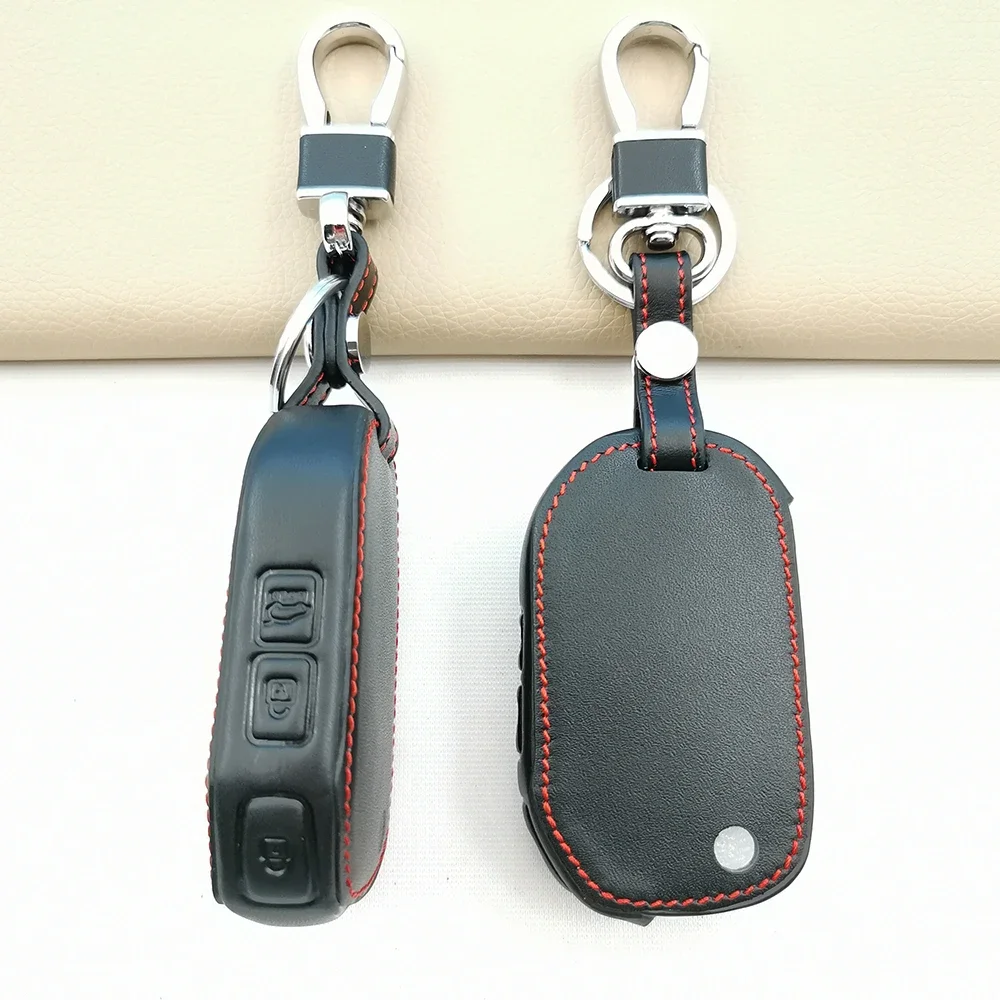 Leather Key Case Cover For KIA Sorento 2021 Proceed Ceed Xceed Sportage K5 K3 Seltos Cerato Soul Niro Telluride 3 Buttons Fold