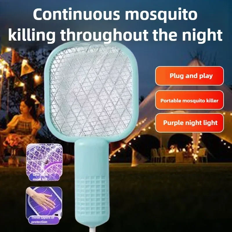 แบบพกพา USB ชาร์จ 2 in 1 ไฟฟ้ายุง Killer Fly Swatter Bug Zapper UV Light TRAP สําหรับในร่มกลางแจ้งบ้านห้องนอน