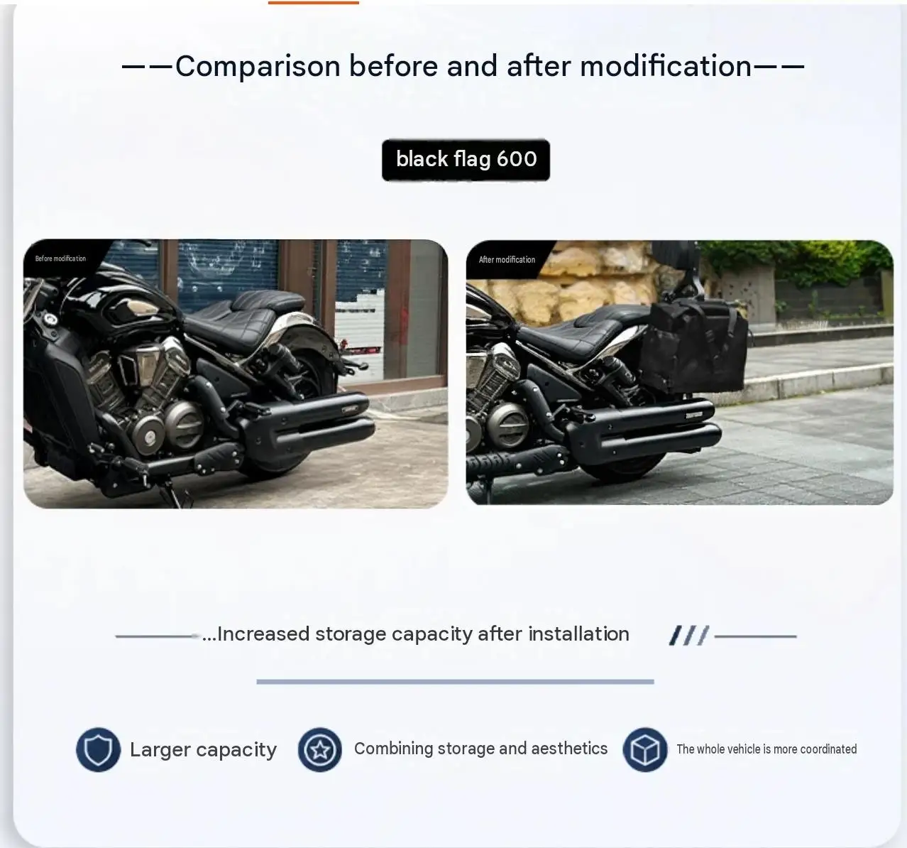 For Benda Dark Flag 600 modified canvas side bag/saddlebag, waterproof and durable riding bag, large capacity, accessories intac