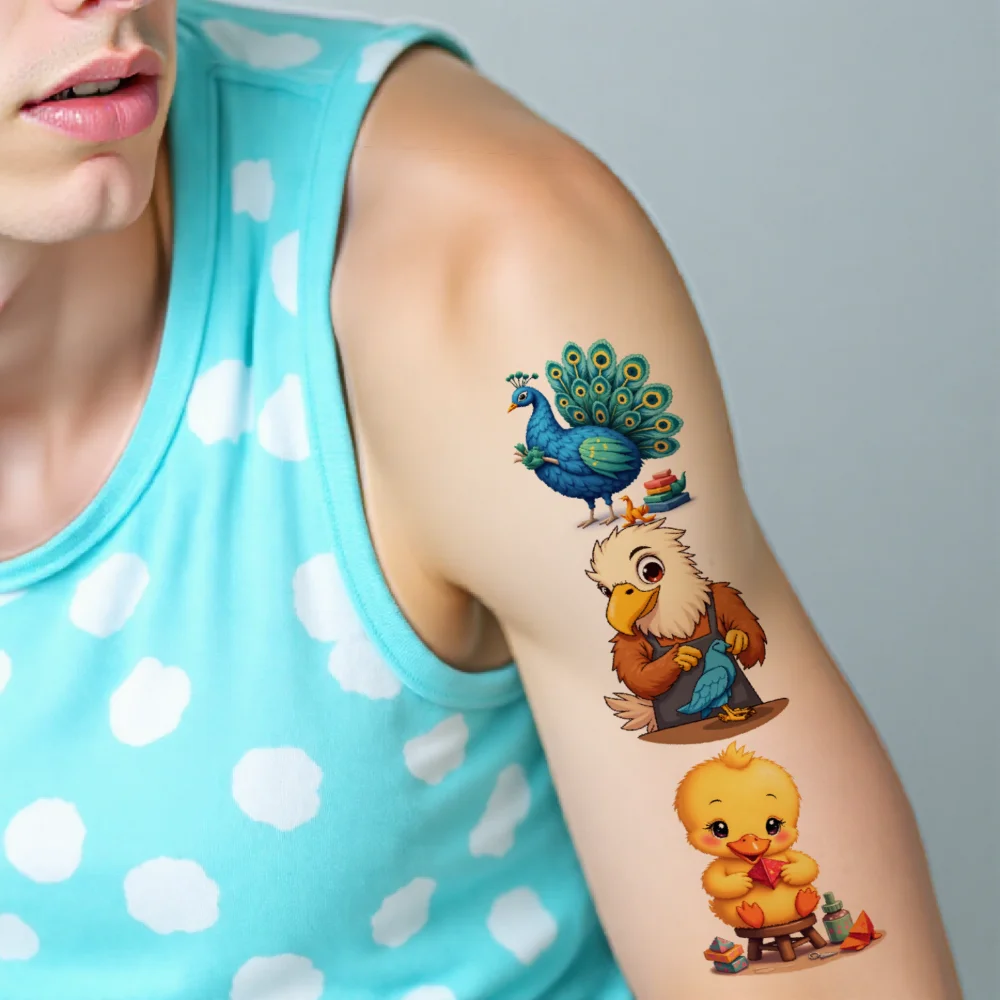 28 قطعة الوشم المؤقت على شكل حيوانات كرتونية للبنين والبنات لطيف النمر الفيل القرد مقاوم للماء ملصقات وشم درجة الحرارة وهمية