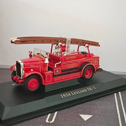 1：43 vintage 1934 leyland fk -1 Ladder fire truck Alloy car model collection ornaments