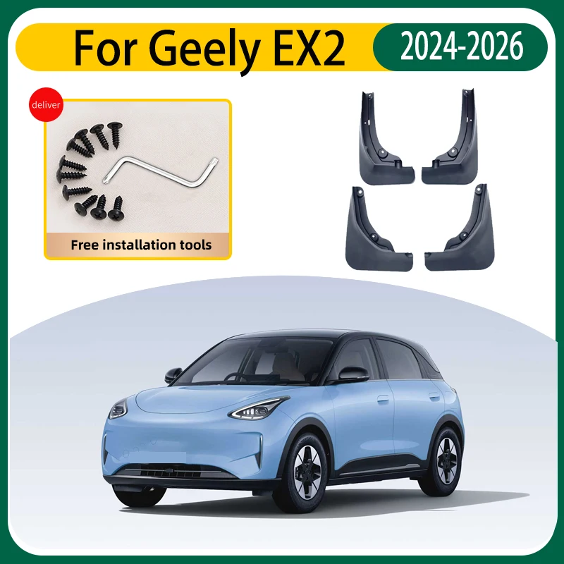 

4PCS Car Mud Flaps For Geely EX2 Xingyuan 2026 2025 2024 Auto Mudguards Splash Guard Front Rear Fenders Car Exterior Body Kits