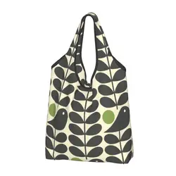 Custom Orla Kiely Dark Color Shopping Bags Women Portable Big Groceries Scandinavian Flower Scandi Retro Shopper Tote Bags