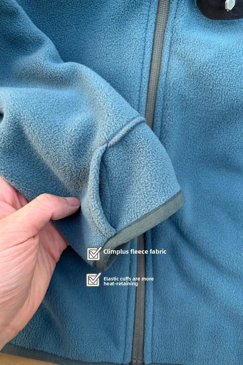 Thermojacke, Outdoor-Radsport-Freizeitjacke, Modische Innenschicht-Strickjacke, Dicke Doppelseitige Fleecejacke für Damen und Herren – Detail 16