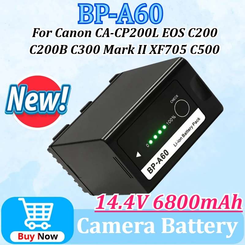 

14.4V 6800mAh BP-A60 98Wh BP A60 for Canon CA-CP200L EOS C200 C200 PL C200B C300 Mark II XF705 C500 Replacement Camera Battery