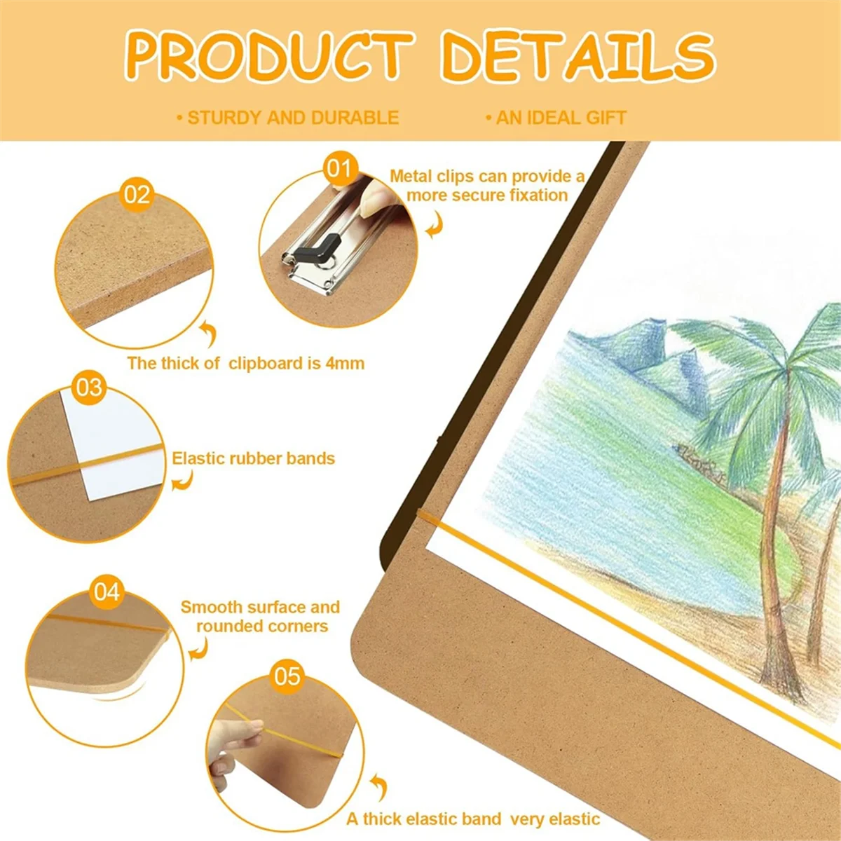 

Современная доска для рисования формата А3, портативный художественный буфер обмена 46x36 см с прочным зажимом