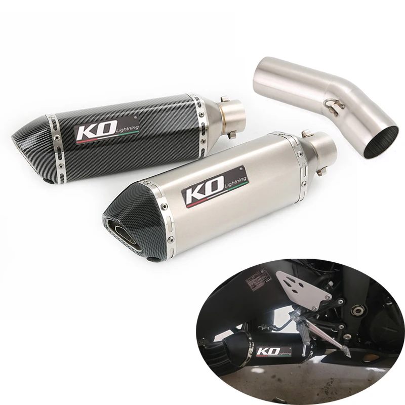 

For Kawasaki Ninja ZX6R ZX636 2009-2023 Exhaust Tips Motorcycle Middle Pipe 51mm Muffler Escape Removable DB Killer Silencer