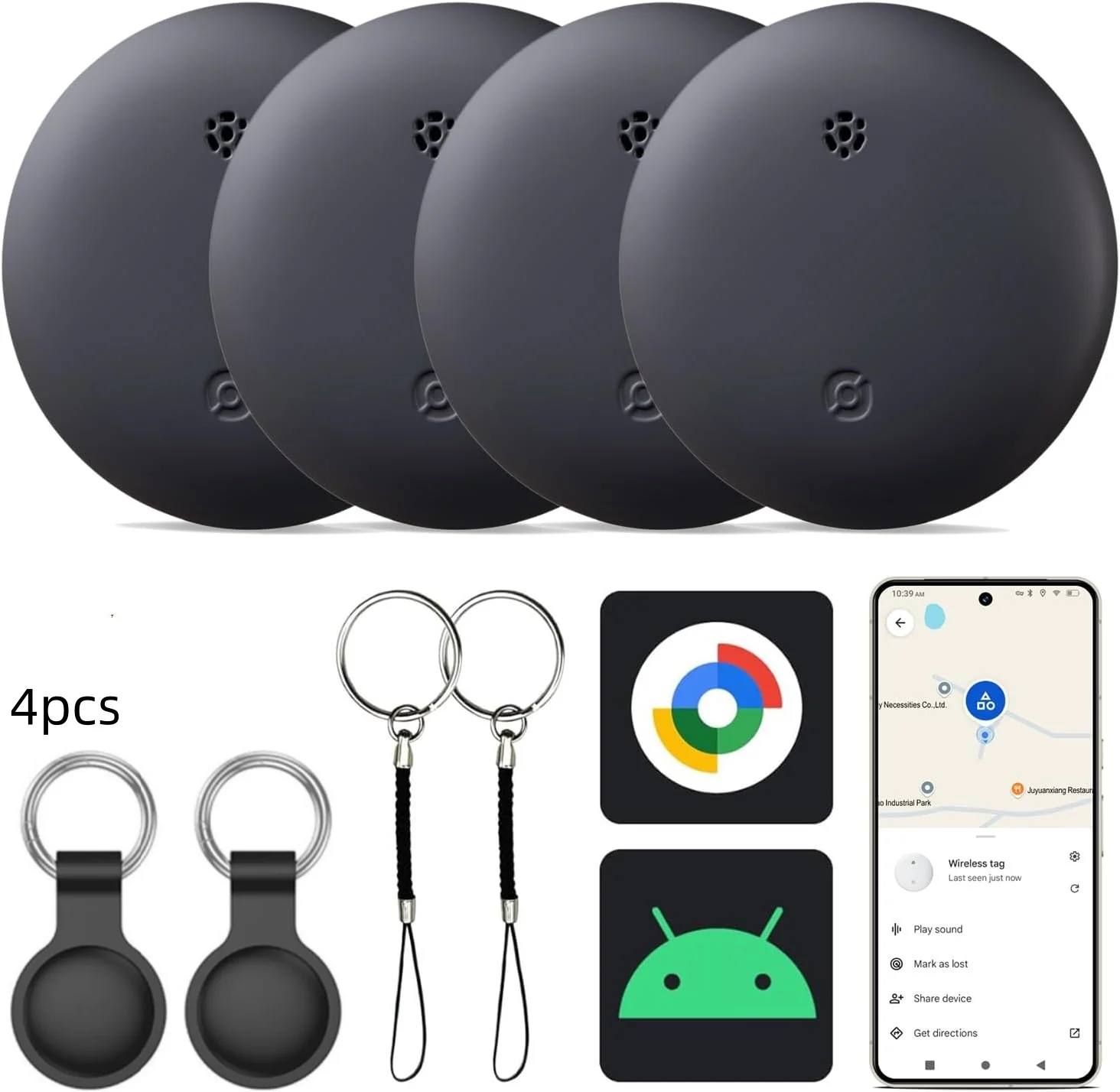 Tracker Android, Air Smart Tag Compatible with Google Find My (Android Only), Key Finder for Keys, Luggage,Suitcase, Wallet IP66
