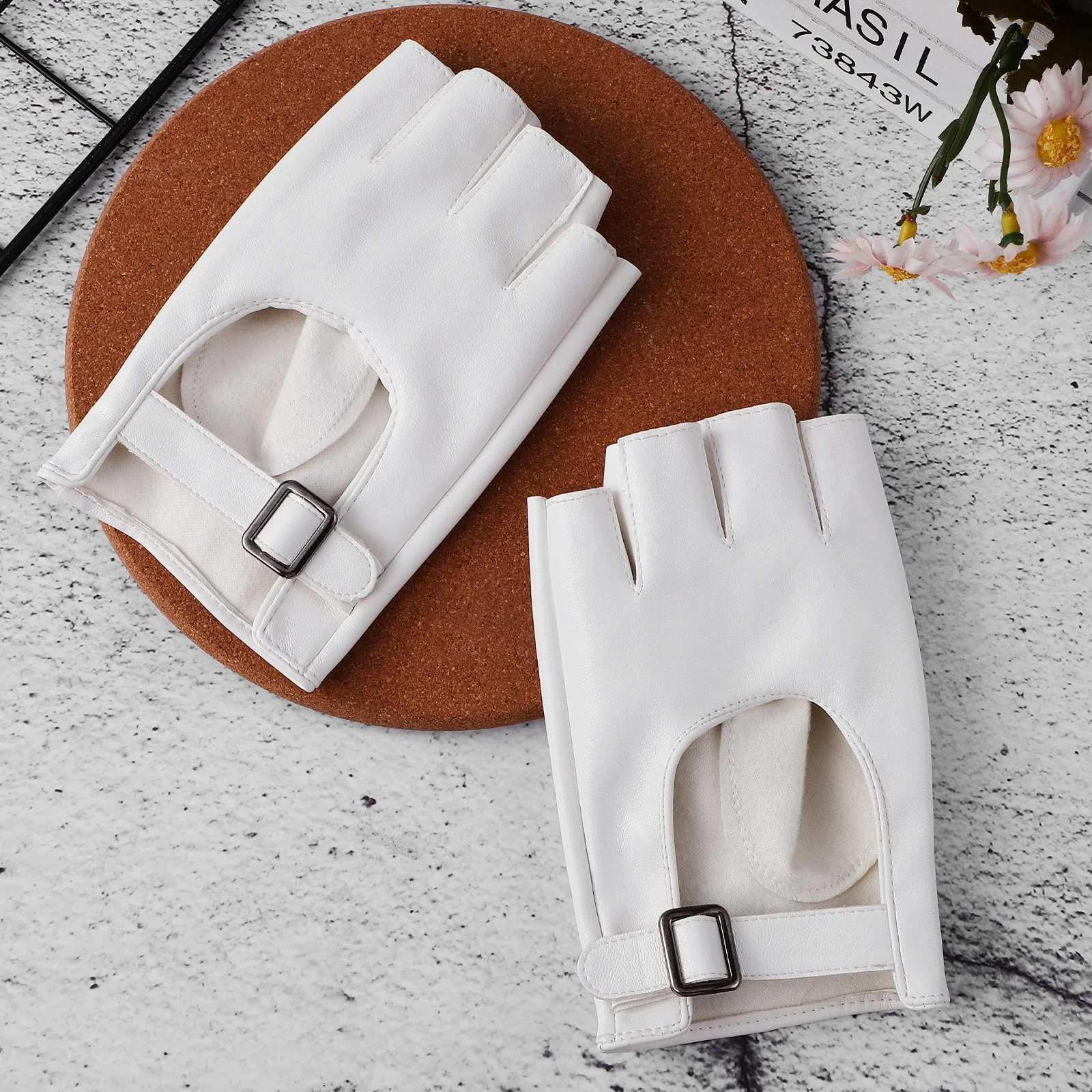 

1Pair Fingerless Gloves for Women Half Finger Short Gloves Punk Style Fashion Accessory Soft Flexible Fit for Dancing Driving