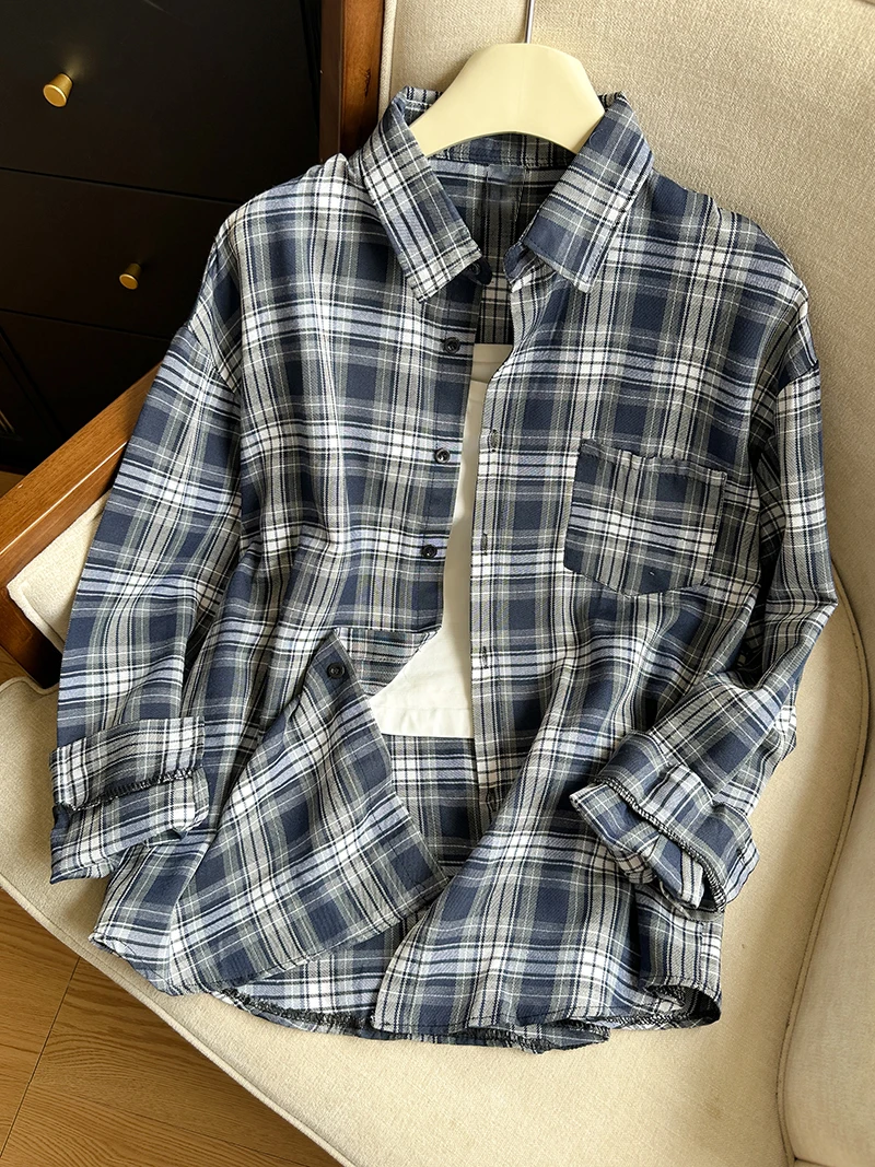 Red Plaid Shirt for Women Teen-girl Button Down Long Sleeve Collared Check Shirt Jacket Casual Fall Winter Christmas Outfit