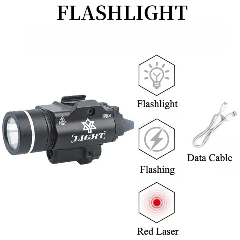 TR-1 Taktische Taschenlampe aus Metall mit Rot/Grün-Punkten, LED-Stroboskop, Waffenlicht für Outdoor-Jagd, passend für Picatinny-Führungsschiene 20mm, Bodenmontage – Detail 12