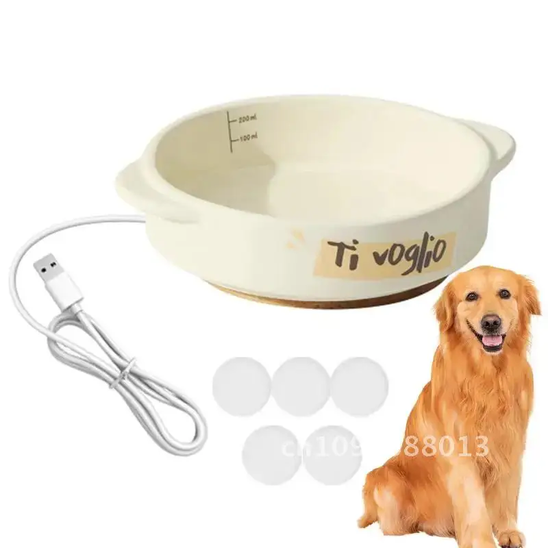 

Dog Heated Water Bowl Ceramics Pet Heating Bowl Constant Birds Chickens Rabbits For Temperature Automatic Cats Waterer Dogs
